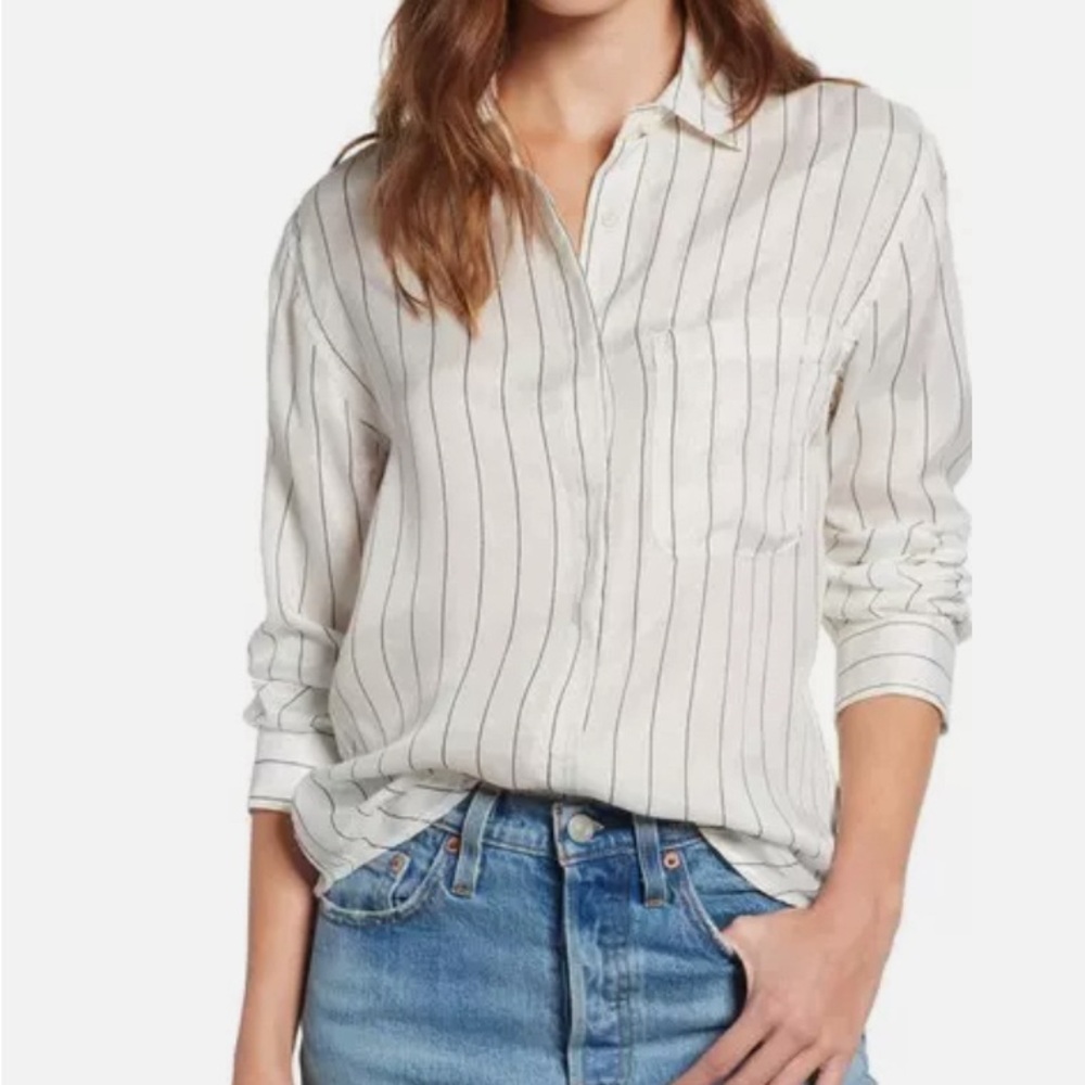 Rails White Hayden Striped Shirt Button-down xs